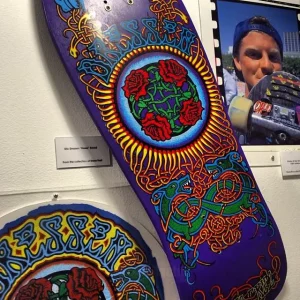Santa Cruz Dressen Roses Deck 1989 display at NHS Museum