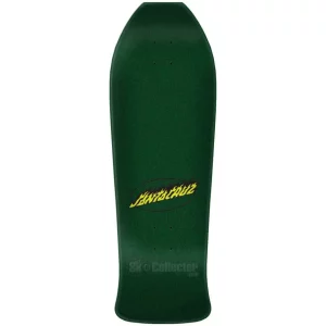 Top view of Santa Cruz Grosso Demon Reissue Skateboard Deck Green Candy Metallic
