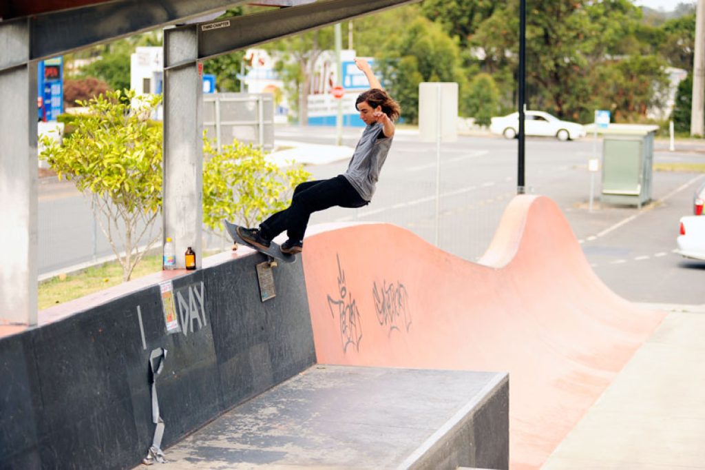 Ryan Reyes front feeble at the Varsity park on the Gold Coast
